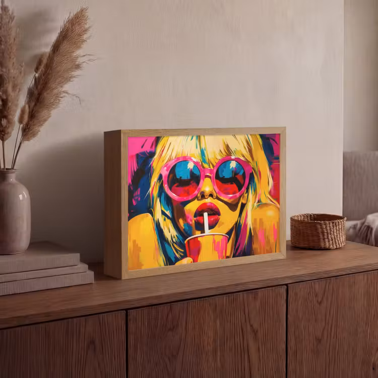 Lightbox - Wandlamp - Zonnebril - Roze - Vrouw - Rietje — 4