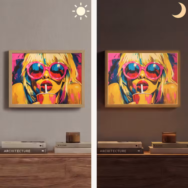 Lightbox - Wandlamp - Zonnebril - Roze - Vrouw - Rietje — 6