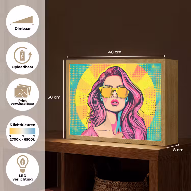 Lightbox - Wandlamp - Zonnebril - Vrouw - Zonnig - Geel — 10