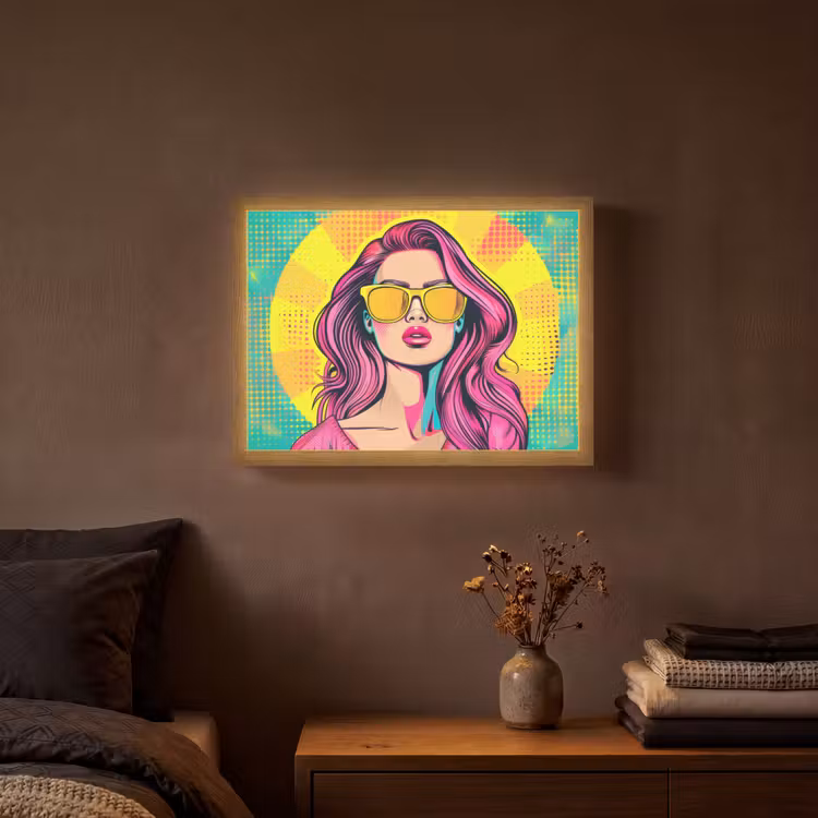 Lightbox - Wandlamp - Zonnebril - Vrouw - Zonnig - Geel — 3