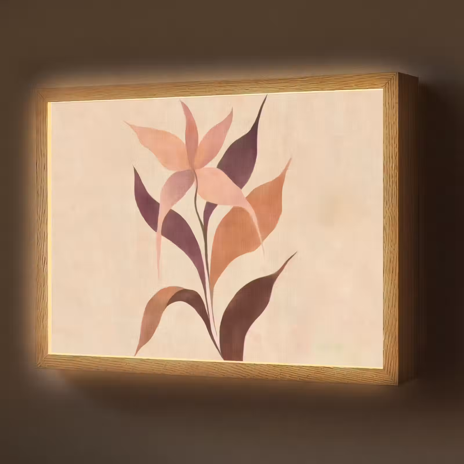 Lightbox - Wandlamp - Minimalistisch - Bloem - Bladeren - Beige — 1