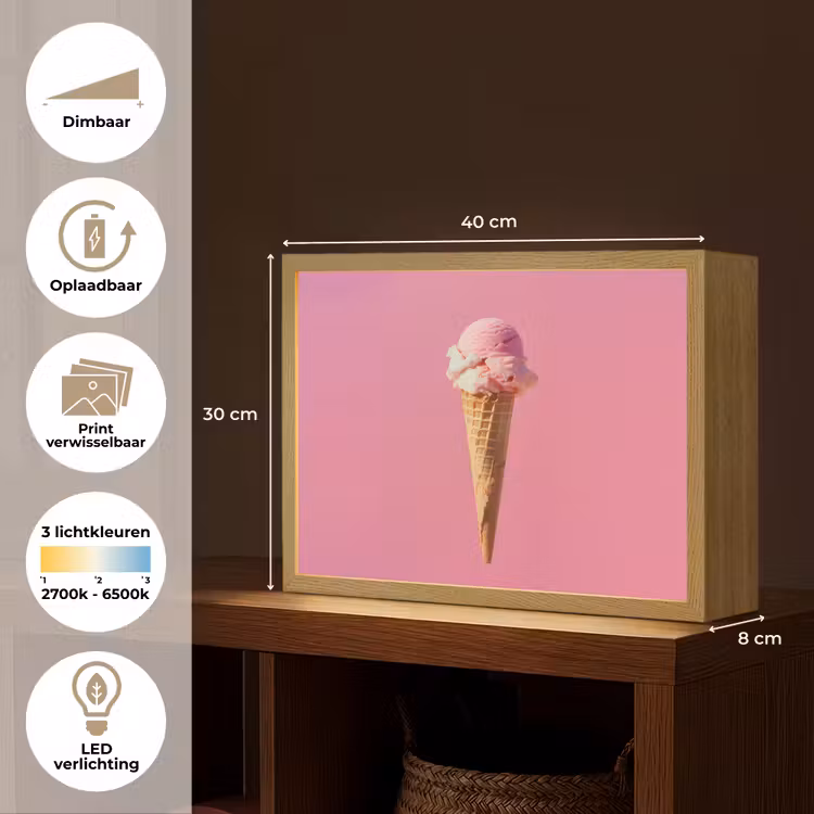 Lightbox - Wandlamp - Hoorntje - Schepijs - Roze — 10