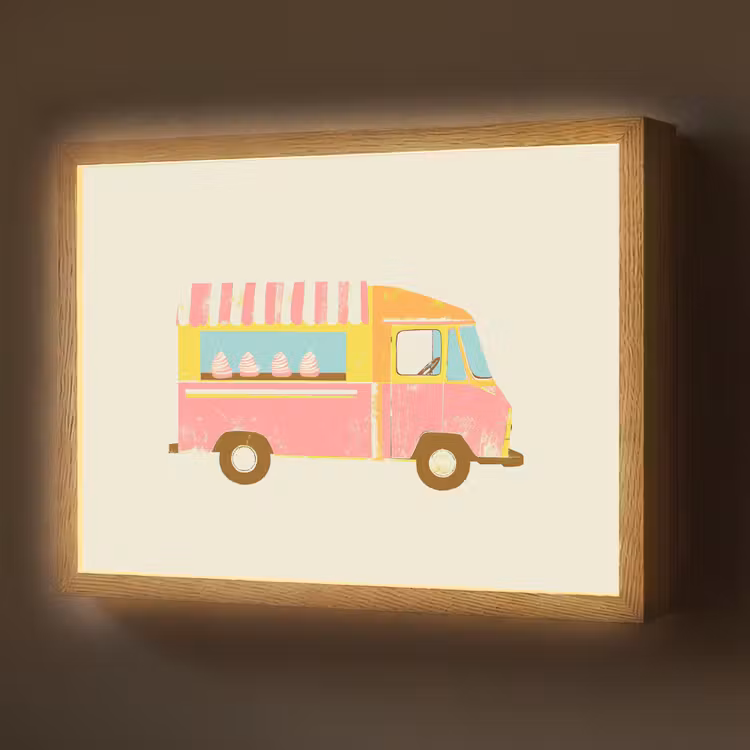 Lightbox - Wandlamp - Ijskar - Retro - Softijsjes - Roze — 1