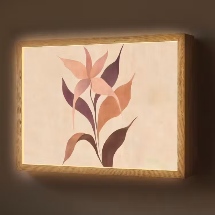 Lightbox - Wandlamp - Minimalistisch - Bloem - Bladeren - Beige — 1