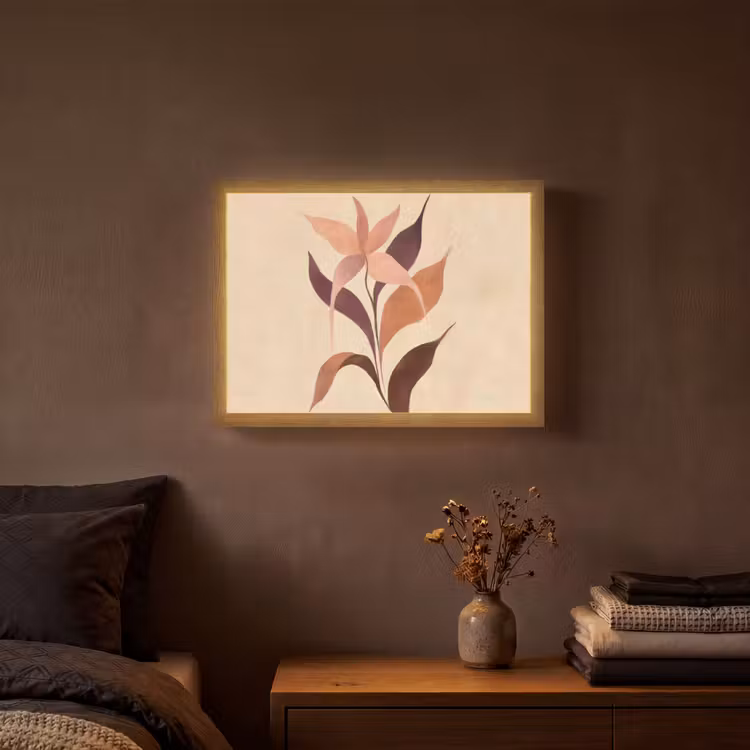 Lightbox - Wandlamp - Minimalistisch - Bloem - Bladeren - Beige — 3