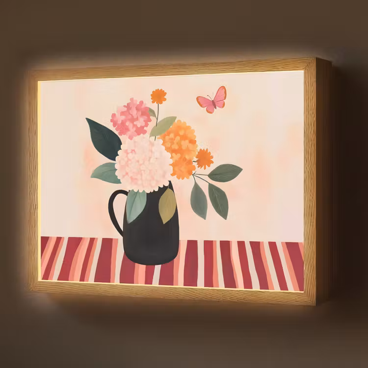 Lightbox - Wandlamp - Vaas - Bloemen - Vlinder - Rood — 1