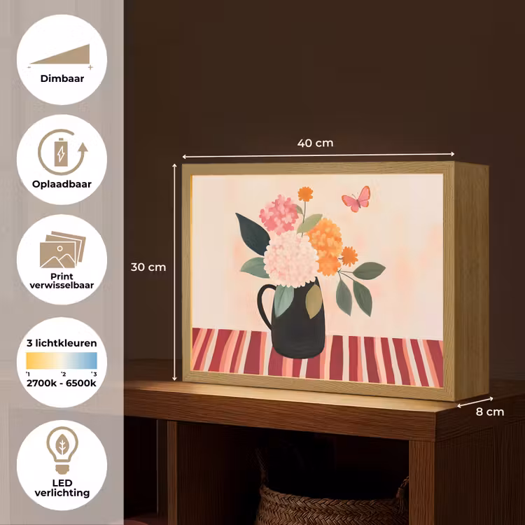 Lightbox - Wandlamp - Vaas - Bloemen - Vlinder - Rood — 10