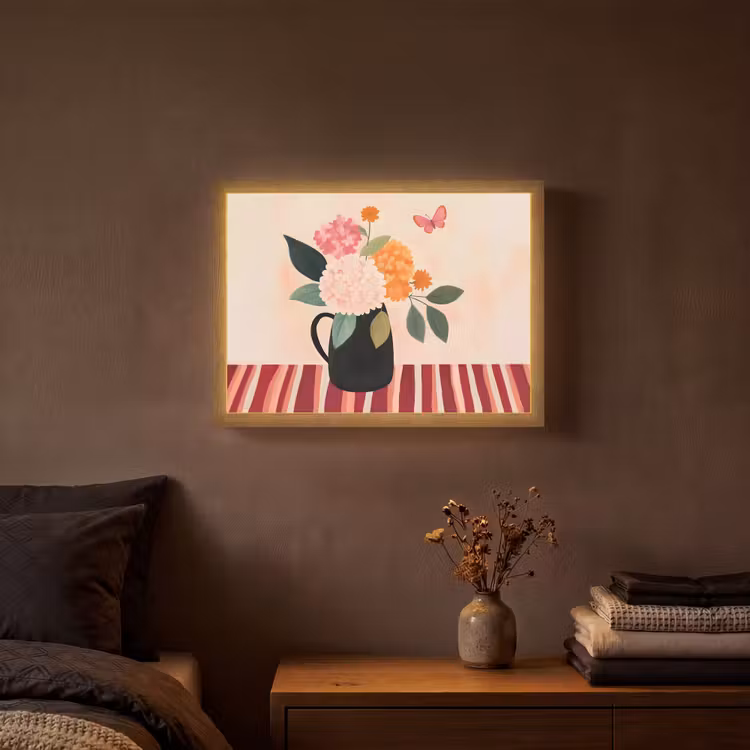 Lightbox - Wandlamp - Vaas - Bloemen - Vlinder - Rood — 3