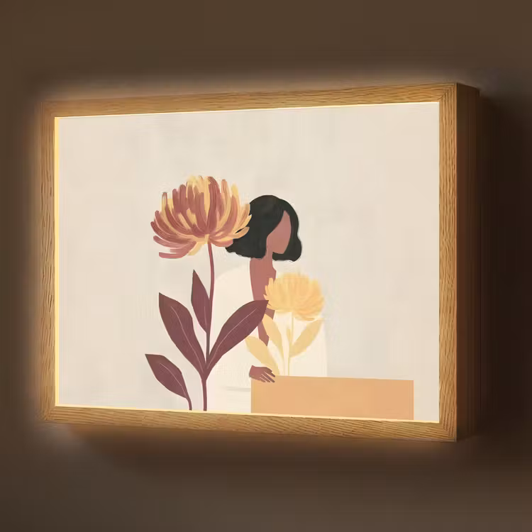 Lightbox - Wandlamp - Vrouw - Minimalistisch - Bloem — 1