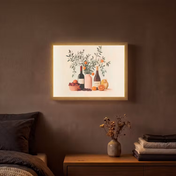 Lightbox - Wandlamp - Wijnflessen - Takken - Sinaasappels — 3