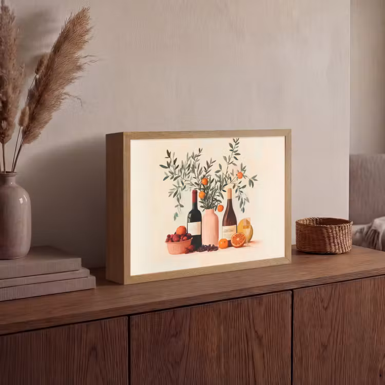 Lightbox - Wandlamp - Wijnflessen - Takken - Sinaasappels — 4
