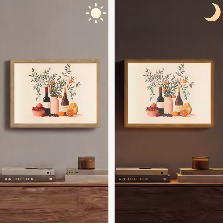 Lightbox - Wandlamp - Wijnflessen - Takken - Sinaasappels — 6