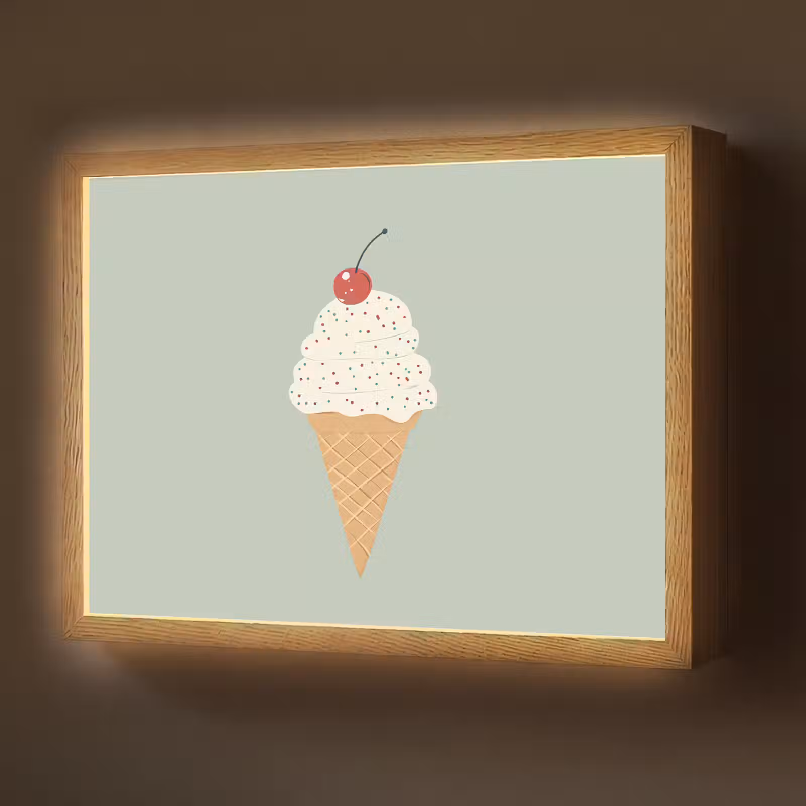 Lightbox - Wandlamp - Illustratie - Ijsje - Spikkels - Kers — 1