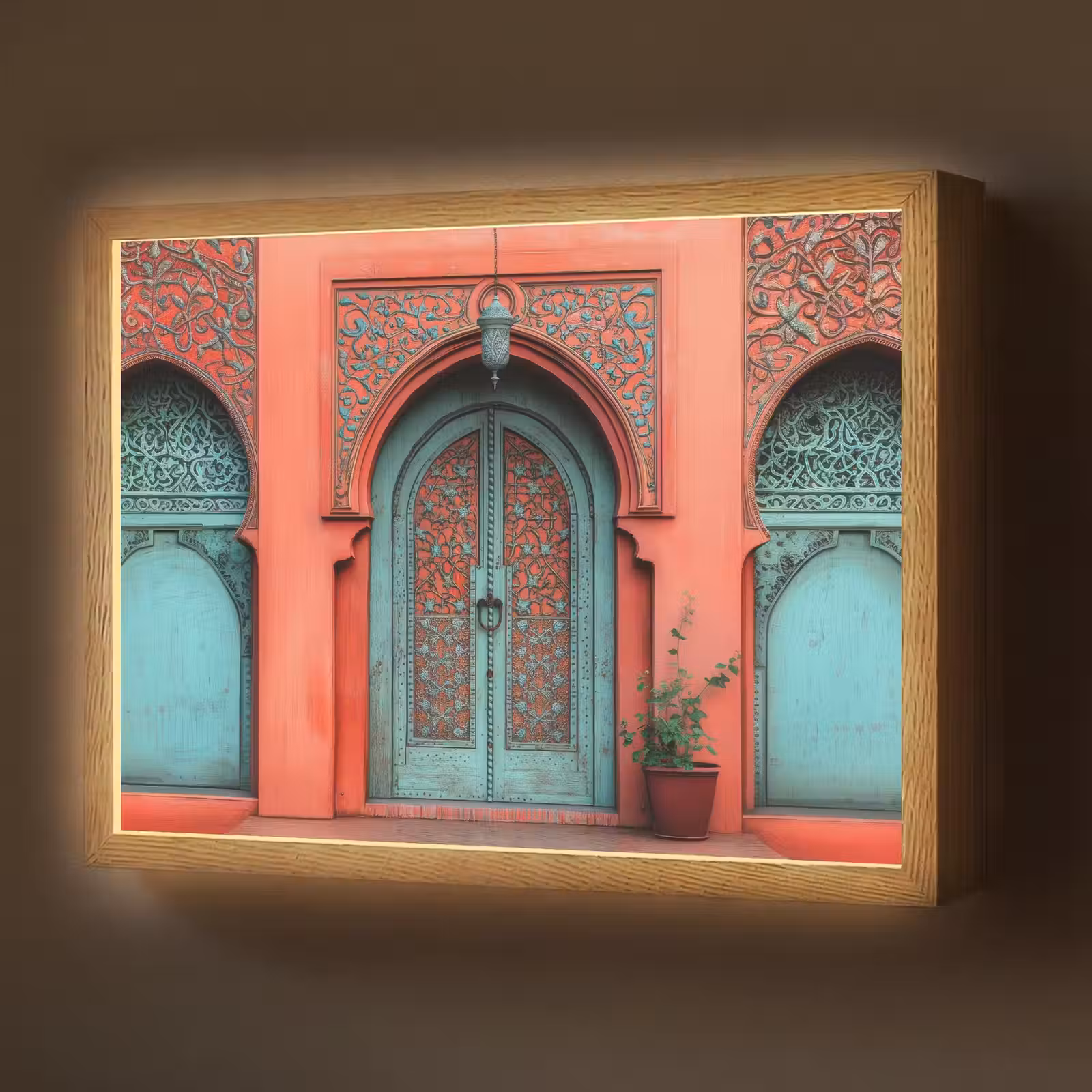 Lightbox - Wandlamp - Lantaarn - Deur - Turquoise — 1