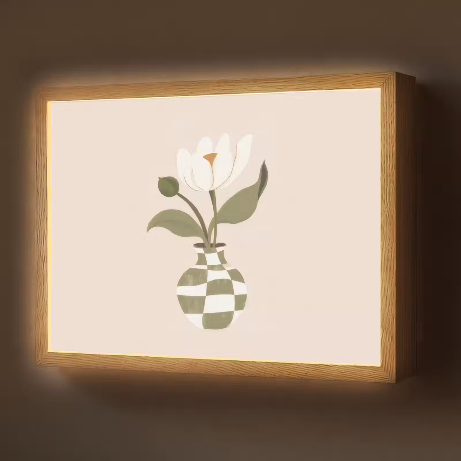 Lightbox - Wandlamp - Vaas - Geruit - Bloem - Groen — 1