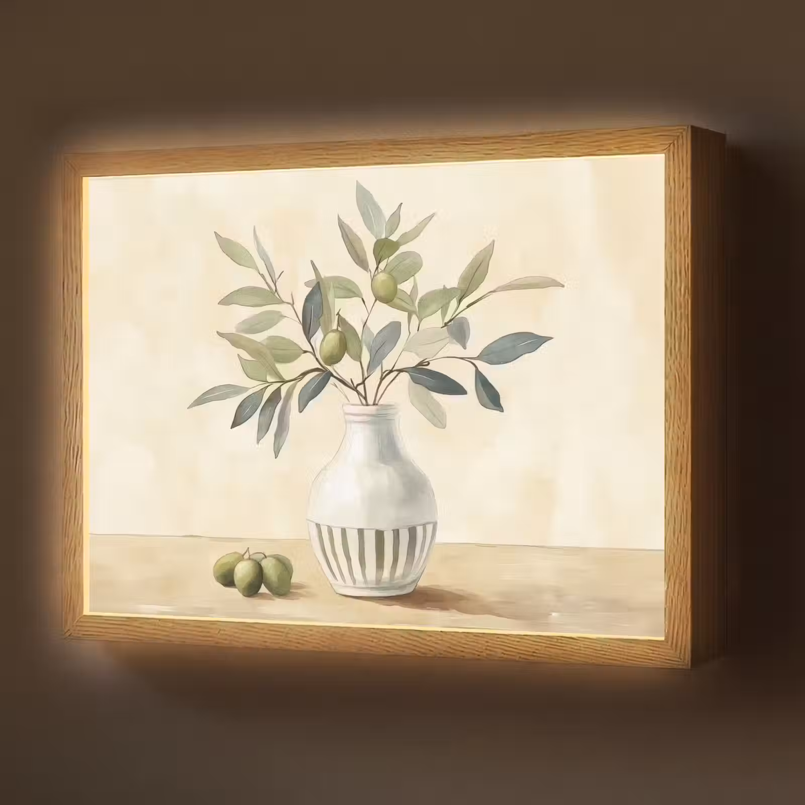 Lightbox - Wandlamp - Vaas - Keramiek - Olijftakken — 1
