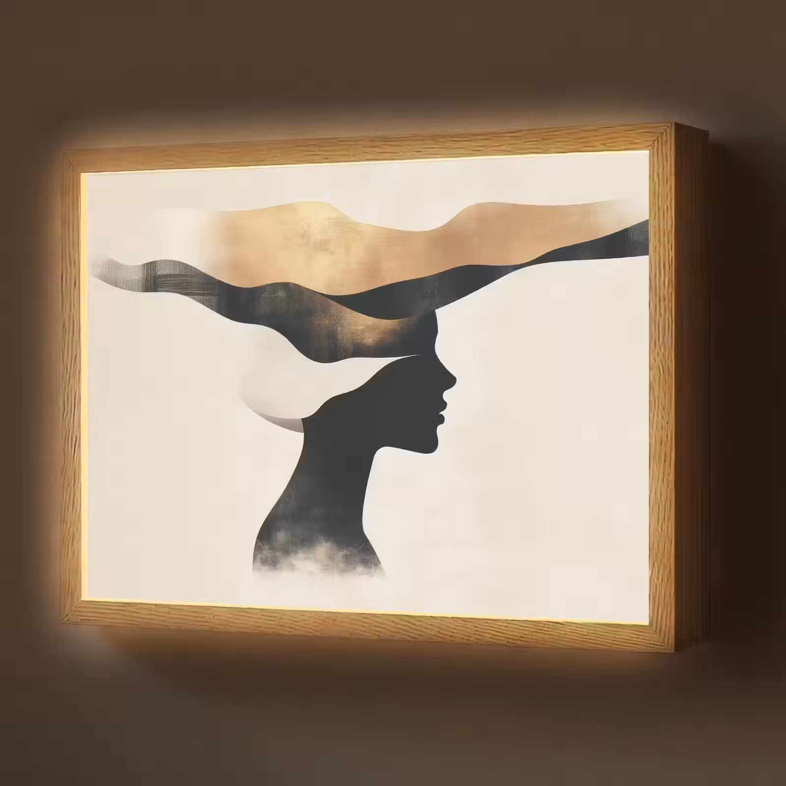Lightbox - Wandlamp - Vrouw - Golven - Zwart — 1