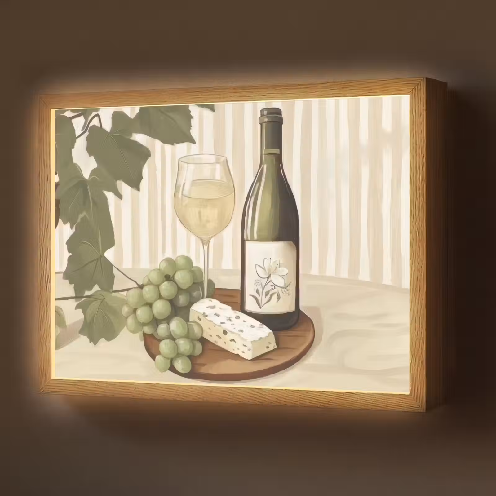 Lightbox - Wandlamp - Wijn - Druiven - Kaas - Bladeren — 1