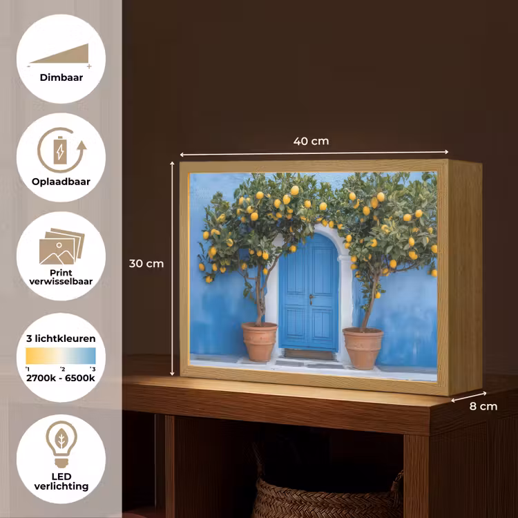 Lightbox - Wandlamp - Citroenbomen - Geel - Deur - Potten — 10