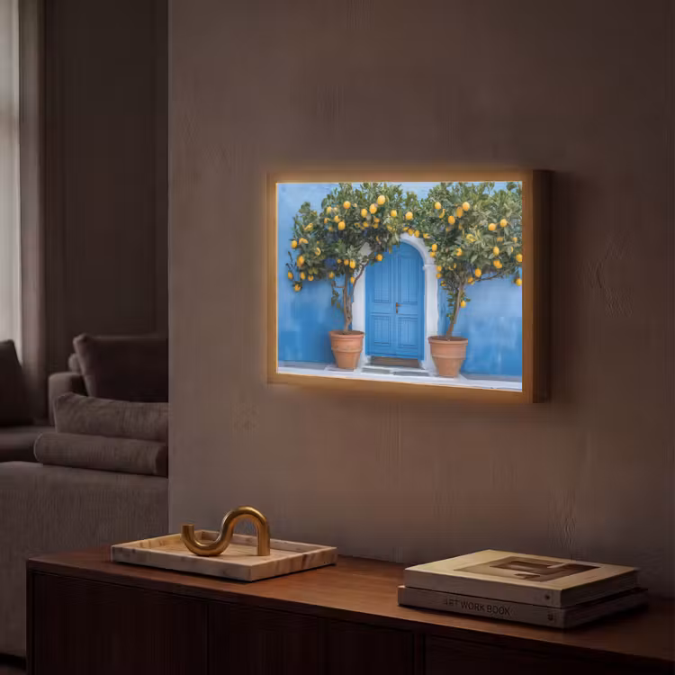 Lightbox - Wandlamp - Citroenbomen - Geel - Deur - Potten — 2
