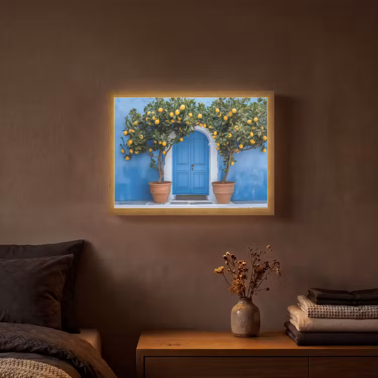 Lightbox - Wandlamp - Citroenbomen - Geel - Deur - Potten — 3
