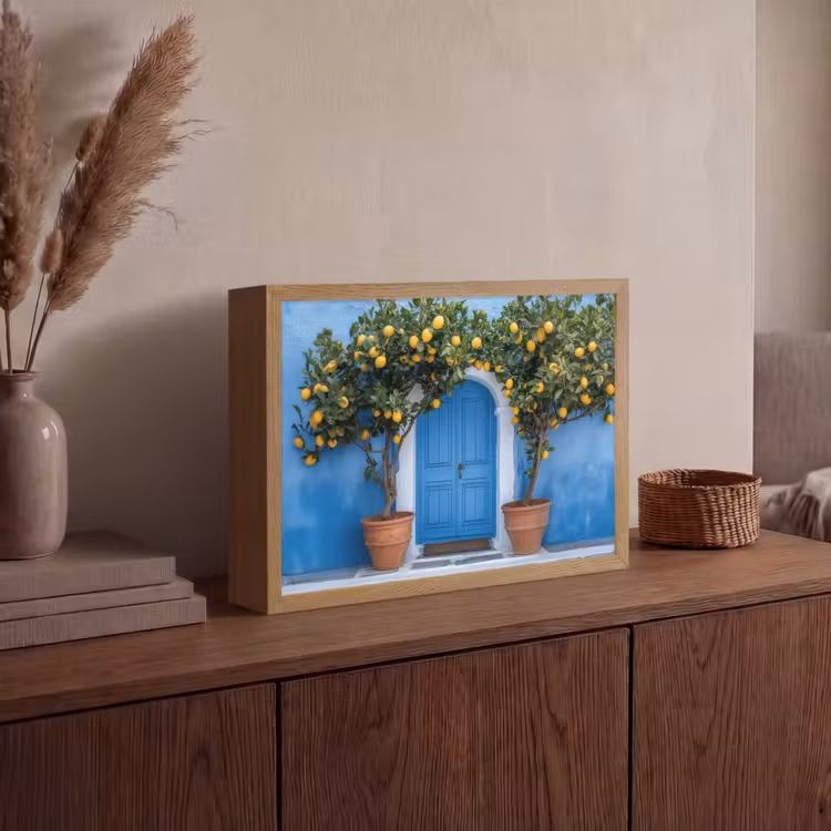 Lightbox - Wandlamp - Citroenbomen - Geel - Deur - Potten — 4