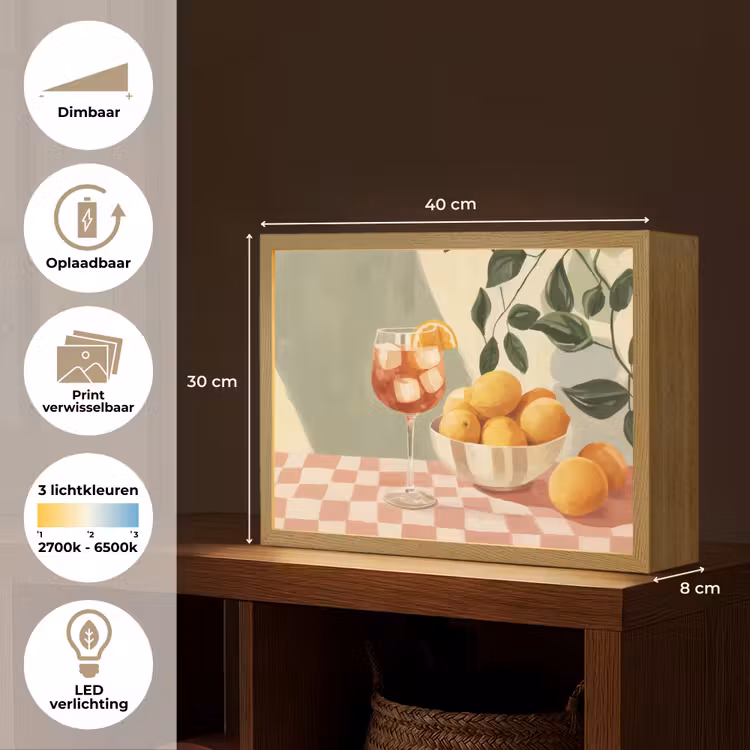 Lightbox - Wandlamp - Citroenen - Glas - Tafelkleed - Geblokt — 10