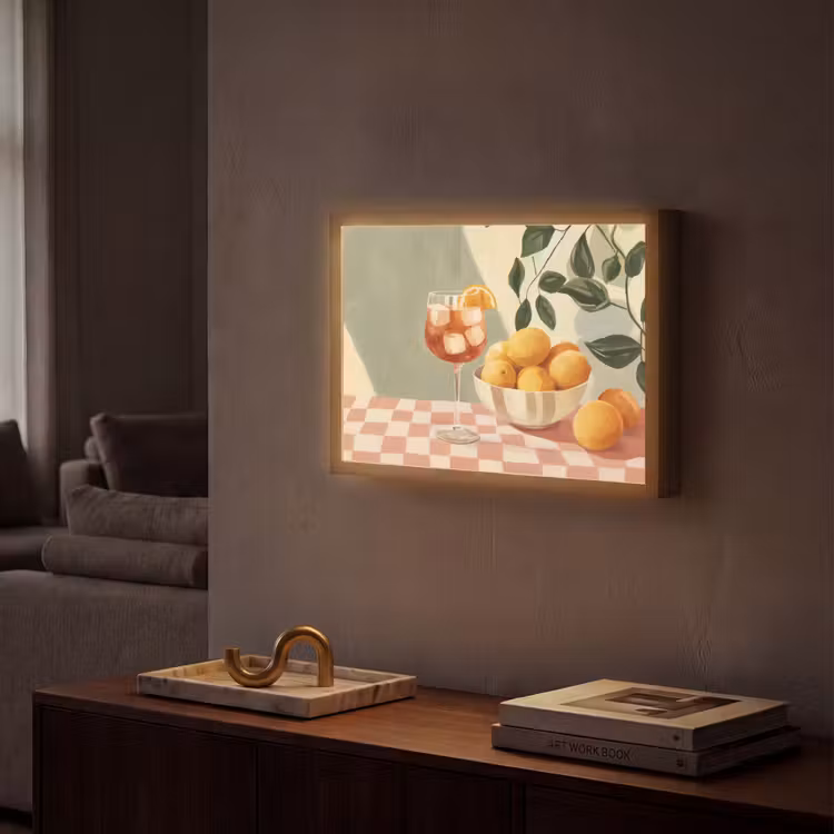 Lightbox - Wandlamp - Citroenen - Glas - Tafelkleed - Geblokt — 2