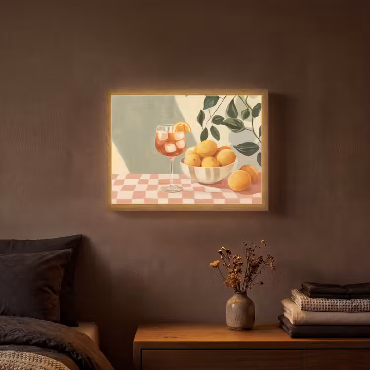 Lightbox - Wandlamp - Citroenen - Glas - Tafelkleed - Geblokt — 3