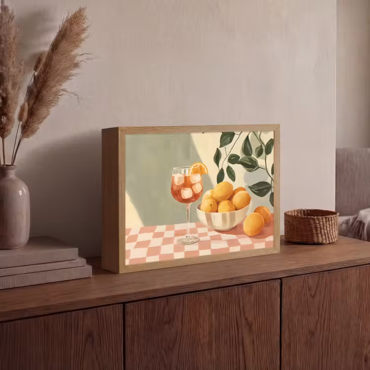 Lightbox - Wandlamp - Citroenen - Glas - Tafelkleed - Geblokt — 4