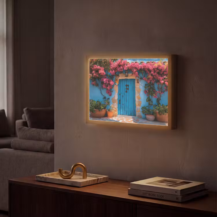 Lightbox - Wandlamp - Deur - Hout - Bloemen - Blauw — 2