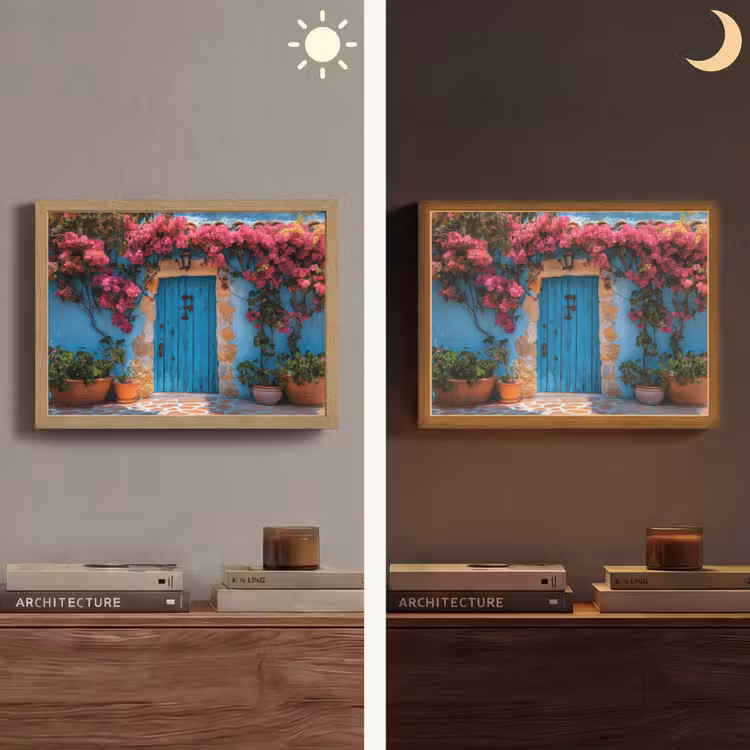 Lightbox - Wandlamp - Deur - Hout - Bloemen - Blauw — 6