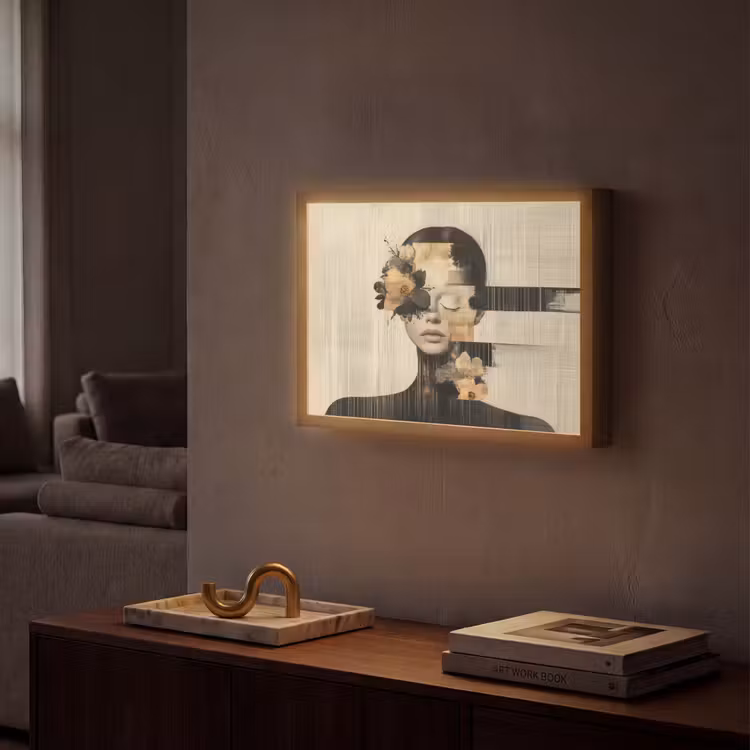 Lightbox - Wandlamp - Gezicht - Bloemen - Zwart - Vrouw — 2