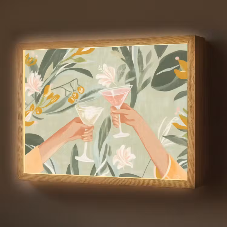 Lightbox - Wandlamp - Glazen - Proosten - Bladeren - Groen — 1