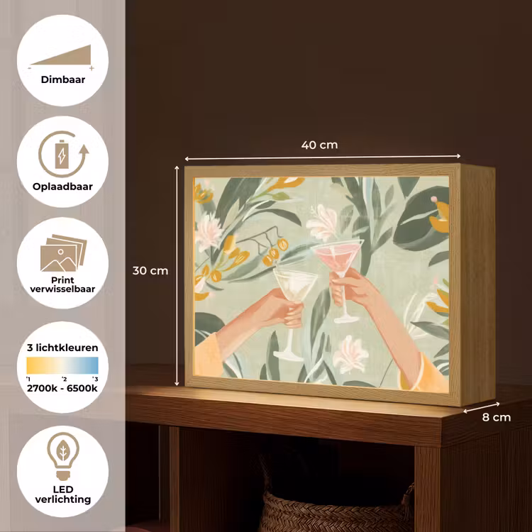 Lightbox - Wandlamp - Glazen - Proosten - Bladeren - Groen — 10
