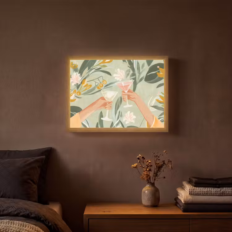 Lightbox - Wandlamp - Glazen - Proosten - Bladeren - Groen — 3