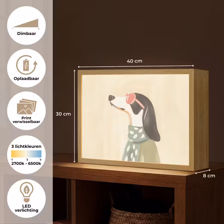Lightbox - Wandlamp - Hond - Zonnebril - Sjaal — 10