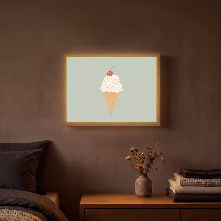 Lightbox - Wandlamp - Illustratie - Ijsje - Spikkels - Kers — 3