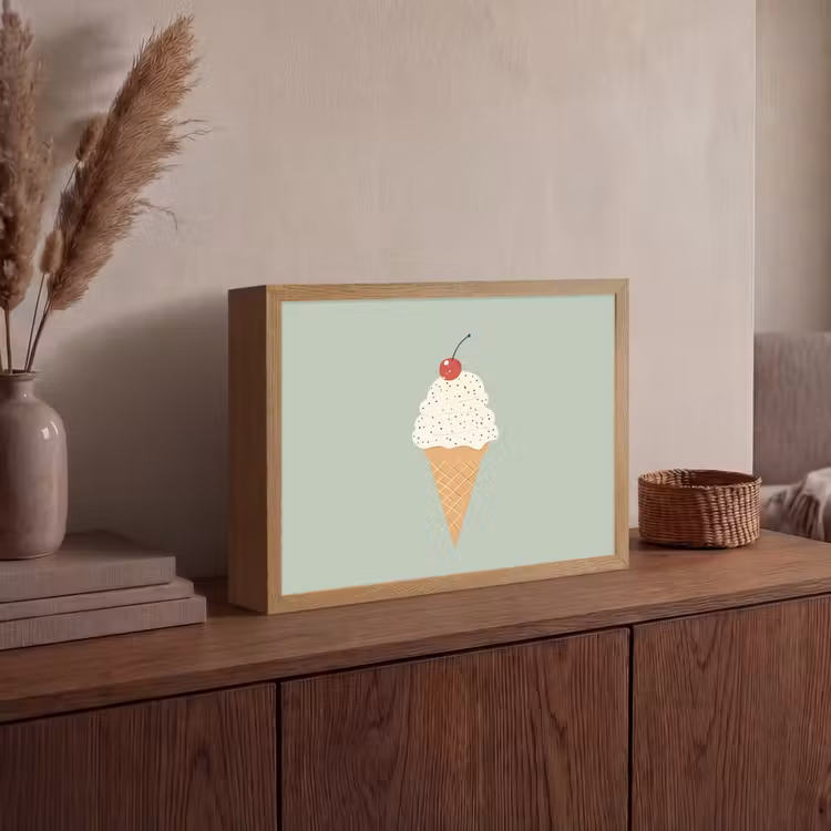 Lightbox - Wandlamp - Illustratie - Ijsje - Spikkels - Kers — 4