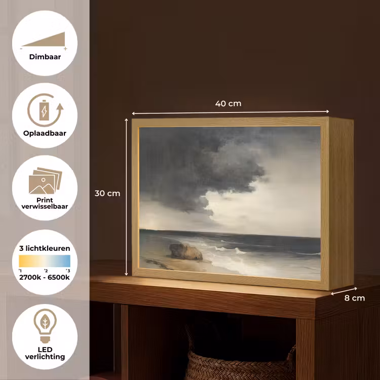 Lightbox - Wandlamp - Kust - Golven - Rots - Storm — 10