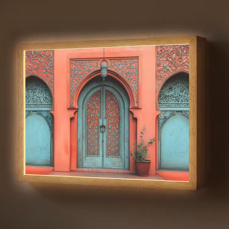 Lightbox - Wandlamp - Lantaarn - Deur - Turquoise — 1