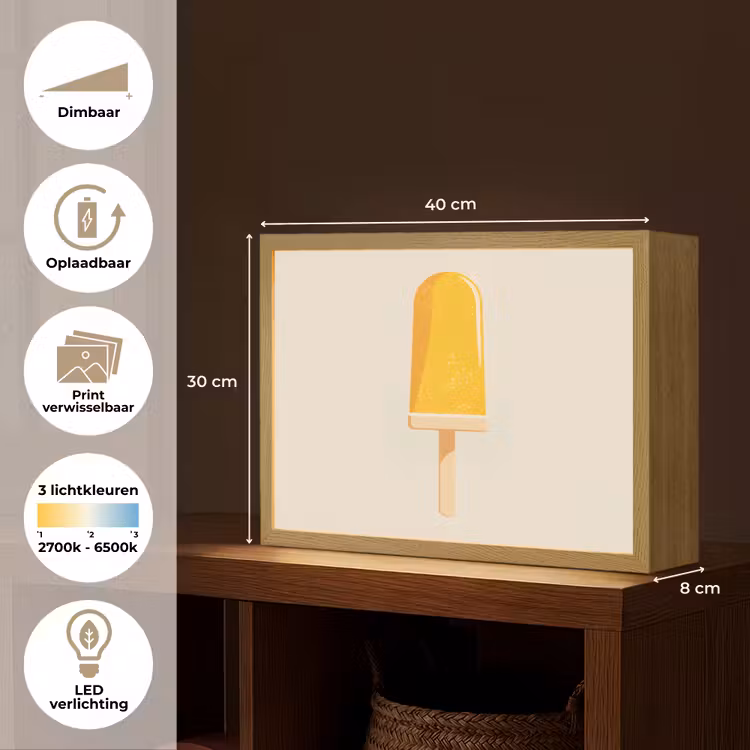 Lightbox - Wandlamp - Oranje - Stokje - Waterijsje — 10