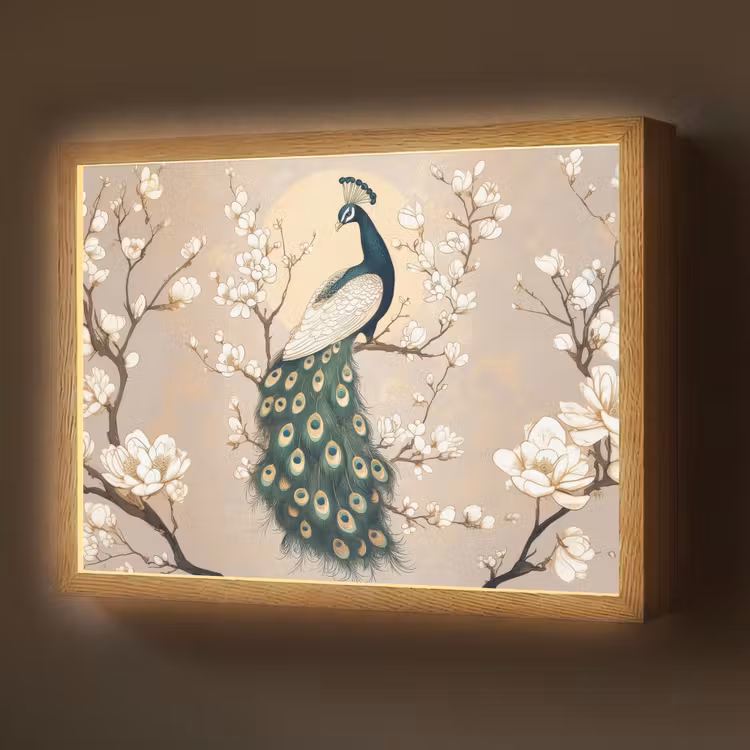 Lightbox - Wandlamp - Pauw - Tak - Bloemen — 1