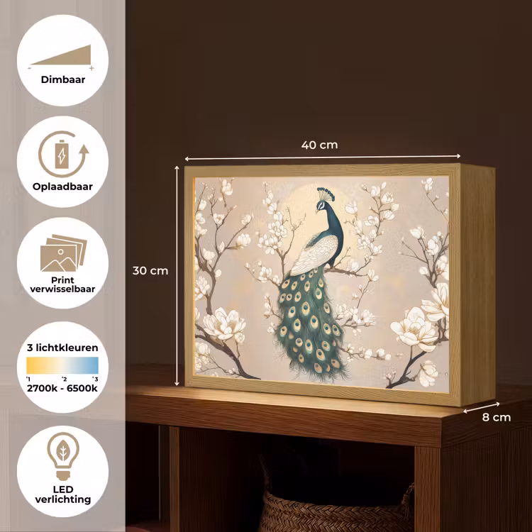 Lightbox - Wandlamp - Pauw - Tak - Bloemen — 10