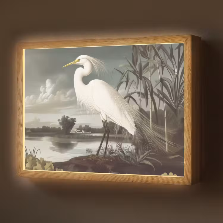 Lightbox - Wandlamp - Reiger - Planten - Wolken - Wit — 1