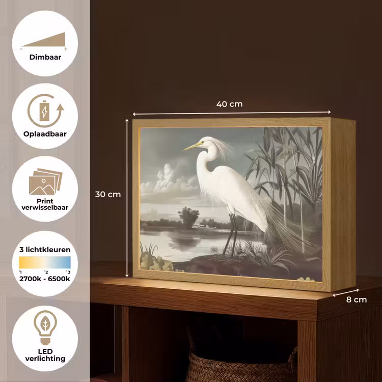 Lightbox - Wandlamp - Reiger - Planten - Wolken - Wit — 10