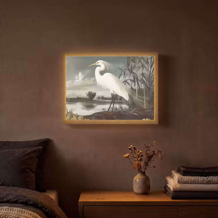 Lightbox - Wandlamp - Reiger - Planten - Wolken - Wit — 3