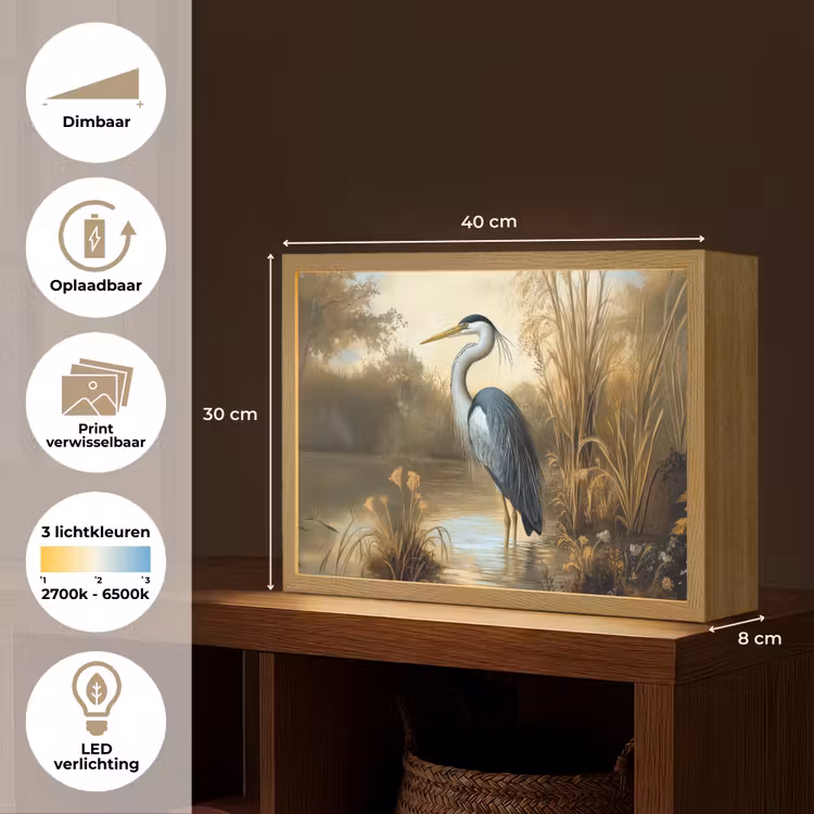 Lightbox - Wandlamp - Reiger - Water - Planten — 10