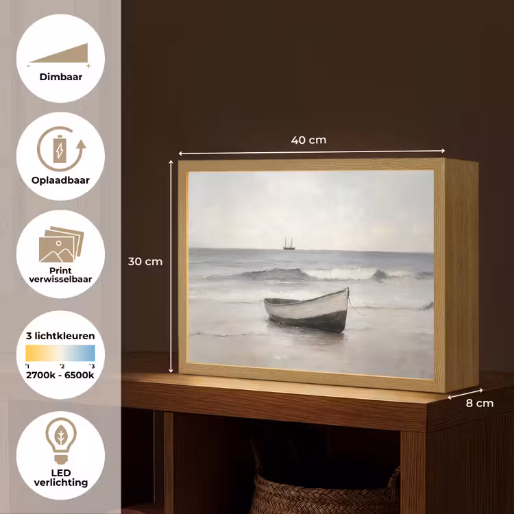 Lightbox - Wandlamp - Roeiboot - Zee - Horizon — 10