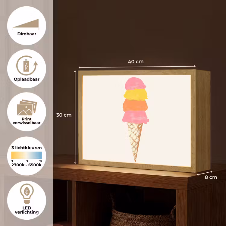 Lightbox - Wandlamp - Schepijs - Hoorntje - Illustratie - Minimalistisch — 10